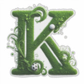 Grünes Gras Buchstabe K Mit Fußball Aufkleber (Vorderseite)