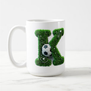 Grünes Gras Buchstabe K Mit Fußball Kaffeetasse