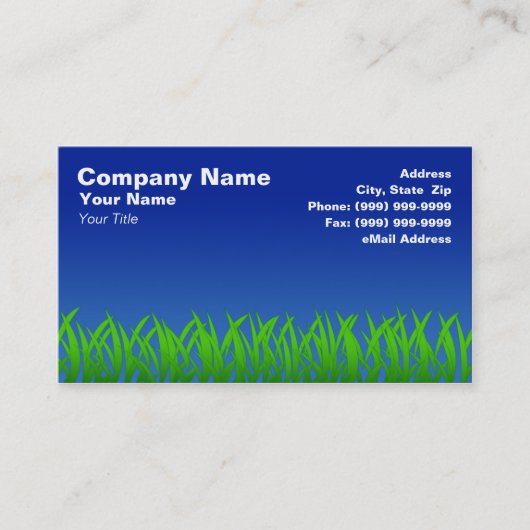 Grünes Gras gegen blauen klaren Himmel Visitenkarte (Vorderseite)