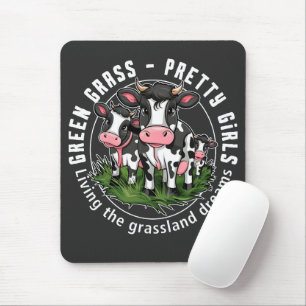 Grünes Gras, hübsche Mädchen Mousepad