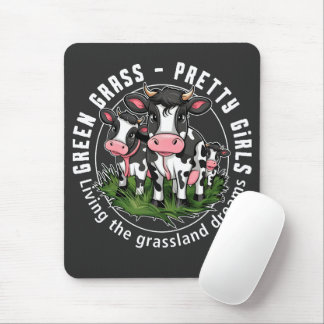 Grünes Gras, hübsche Mädchen Mousepad
