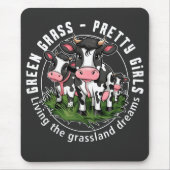 Grünes Gras, hübsche Mädchen Mousepad (Vorne)