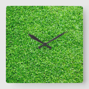 Grünes Gras Quadratische Wanduhr