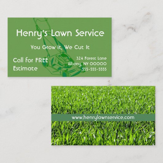 Grünes Gras-Rasen-Dienstleistungsunternehmen-Karte Visitenkarte (Vorne/Hinten)