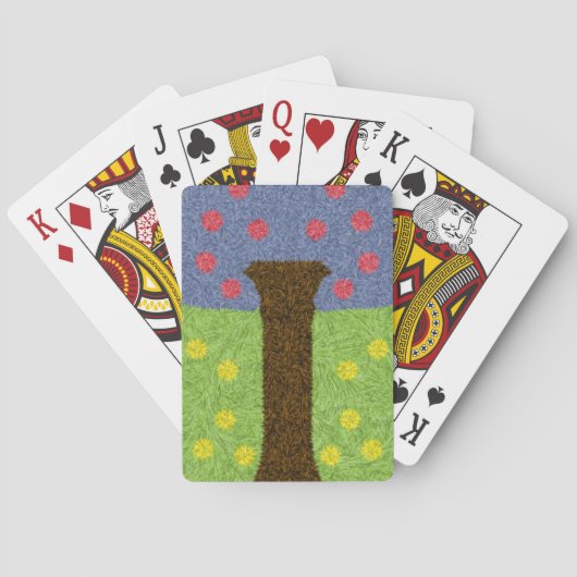 Grünes Gras und blauer Baum Spielkarten (Rückseite)