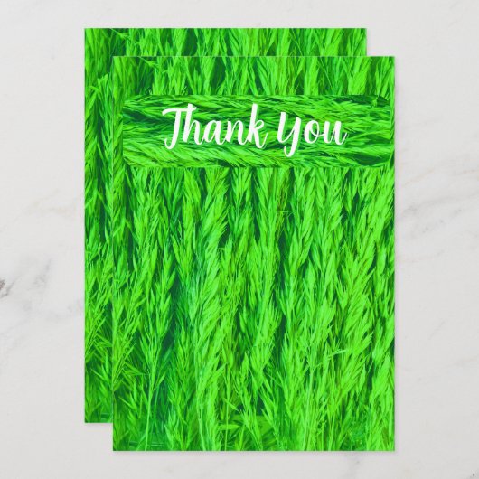Grünes Grasfutter Foto Dankeskarte (Vorne/Hinten)