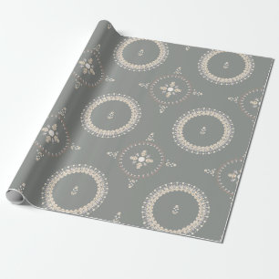 Grünes Grau Elegant Zierblumen Geschenkpapier