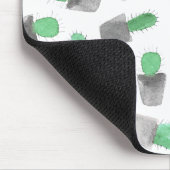 Grünes graues modernes Kaktusmuster des Aquarells Mousepad (Ecke)