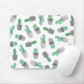 Grünes graues modernes Kaktusmuster des Aquarells Mousepad (Mit Mouse)