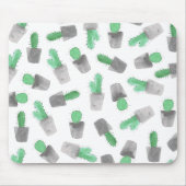 Grünes graues modernes Kaktusmuster des Aquarells Mousepad (Vorne)