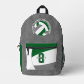 grünes graues Volleyballteam - Mannschaftsname Bedruckter Rucksack (Vorderseite)
