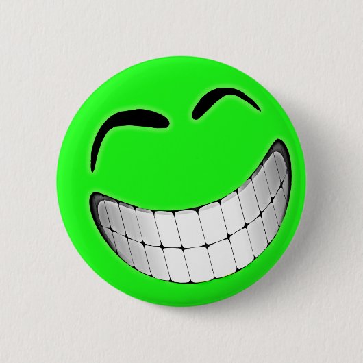 Grünes großes Grinsen-Gesicht Button (Vorderseite)