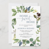 Grünes Grün verließ staubblaues Party Einladung (Vorderseite)