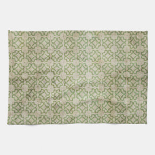 Grünes Grunge-Blumenmuster Handtuch