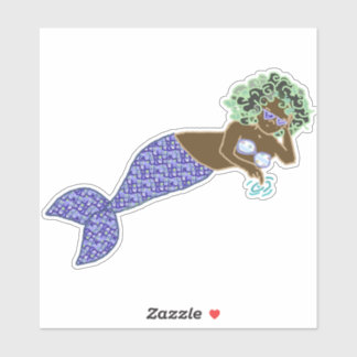 Grünes Haar, Lila Schwanz Meerjungfrau Lounges Aufkleber