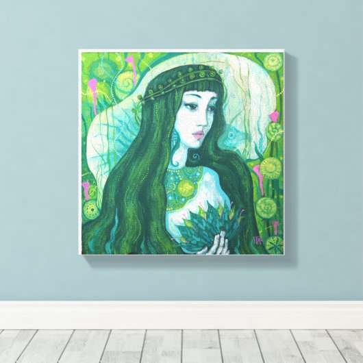 Grünes Haar Meerjungfrau Unterwasser Fantasy Surre Leinwanddruck (Insitu (Holzboden))