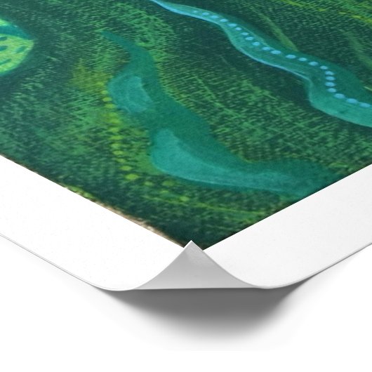 Grünes Haar Meerjungfrau Unterwasser Fantasy Surre Poster (Ecke)