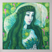 Grünes Haar Meerjungfrau Unterwasser Fantasy Surre Poster (Vorne)
