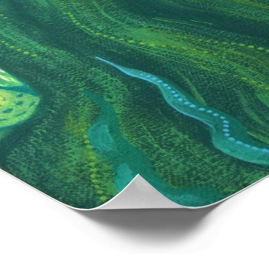 Grünes Haar Meerjungfrau Unterwasser Fantasy Surre Poster (Ecke)