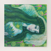 Grünes Haar Meerjungfrau Unterwasser Fantasy Surre Puzzle (Horizontal)