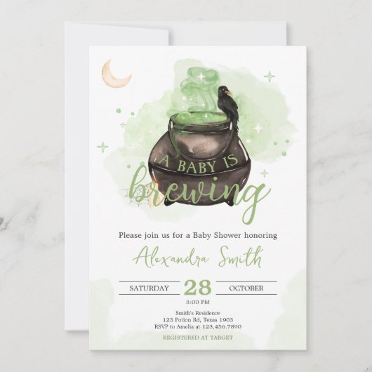 Grünes Halloween Ein Baby wird Baby-Dusche Einladung (Vorderseite)