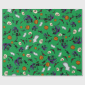 Grünes Halloween-Papier Geschenkpapier (Flach)