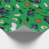 Grünes Halloween-Papier Geschenkpapier (Ecke)
