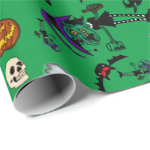 Grünes Halloween-Papier Geschenkpapier (Rolleneckpunkt)