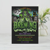 Grünes Halloween-Party Einladung (Stehend Vorderseite)