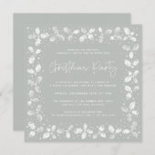 Grünes handdrucktes Weihnachtsgebäck Holly+Berries Einladung (Vorne/Hinten)