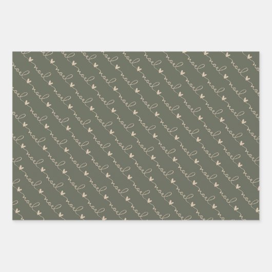 Grünes handgeschriebenes Weihnachten Hört Weihnach Geschenkpapier Set (Vorderseite 2)
