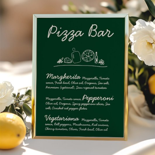 Grünes handGezeichnet Pizza Bar Wedding Tabletop S Einladung