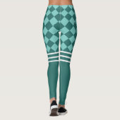 Grünes Harlequin und dreifach weißer Streifen Leggings (Rückseite)