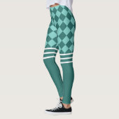 Grünes Harlequin und dreifach weißer Streifen Leggings (Links)