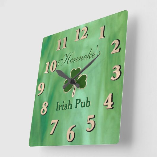 Grünes Hartglas Quadratische Wanduhr (Winkel)