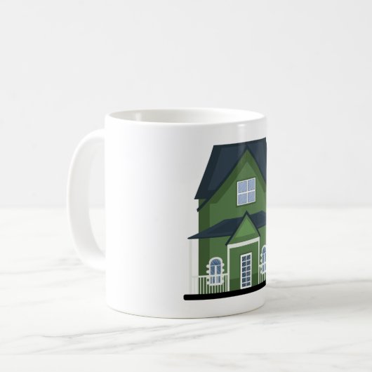 Grünes Haus Kaffeetasse (Vorderseite Links)