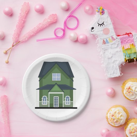 Grünes Haus Pappteller (Party)