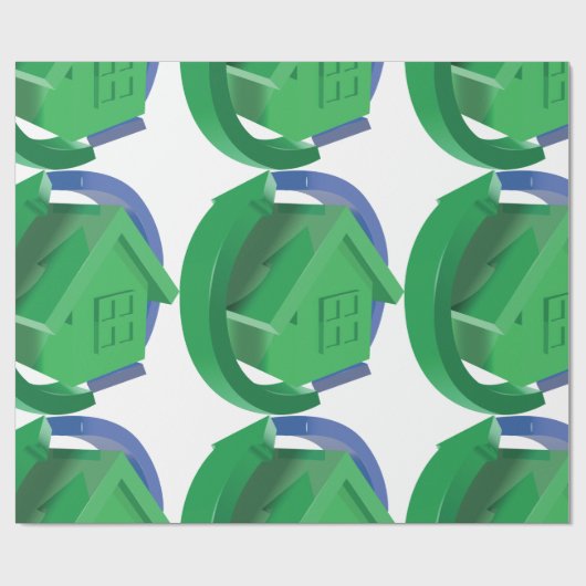 Grünes Haus und Pfeile Geschenkpapier (Flach)