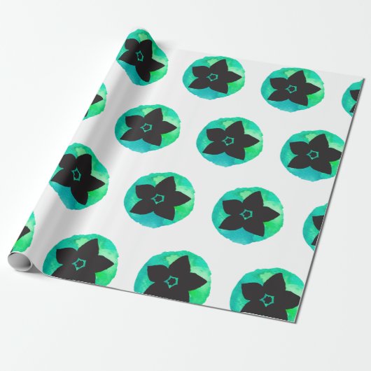 Grünes Hawaiianisches Blume-Muster Geschenkpapier (Ungerollt)