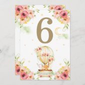 Grünes Heißluftballon Tiere Neutrale Tischnummer (Vorne/Hinten)