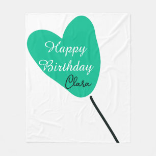 Grünes Herz Alles Gute zum Geburtstag weißer schwa Fleecedecke