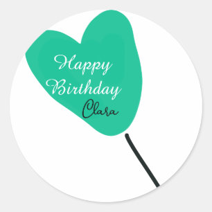Grünes Herz Alles Gute zum Geburtstag weißer schwa Runder Aufkleber