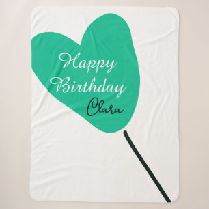 Grünes Herz Alles Gute zum Geburtstag weißer schwa Sherpadecke