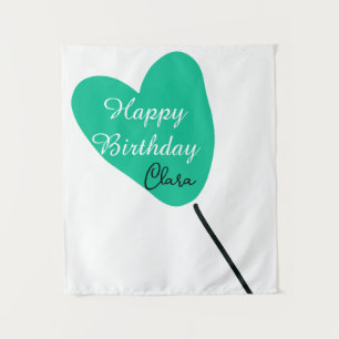 Grünes Herz Alles Gute zum Geburtstag weißer schwa Wandteppich