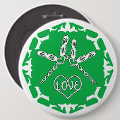 Grünes Herz-Chakra "Liebe" Libellen weißer Hinterg Button (Vorne & Hinten)