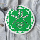 Grünes Herz-Chakra "Liebe" Libellen weißer Hinterg Button (Beispiel)