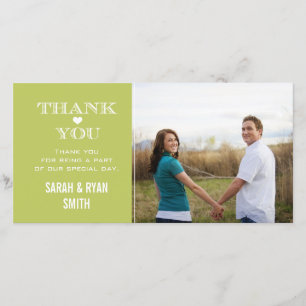 Grünes Herz-Hochzeits-Foto danken Ihnen Karten