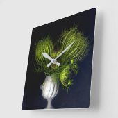 Grünes Herz in schwarz Quadratische Wanduhr (Winkel)