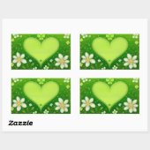 Grünes Herz Rechteckiger Aufkleber (Blatt)