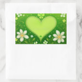 Grünes Herz Rechteckiger Aufkleber (Tasche)